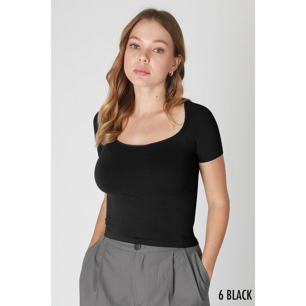 BB63 NikiBiki Black Scoop Short Sleeve Top